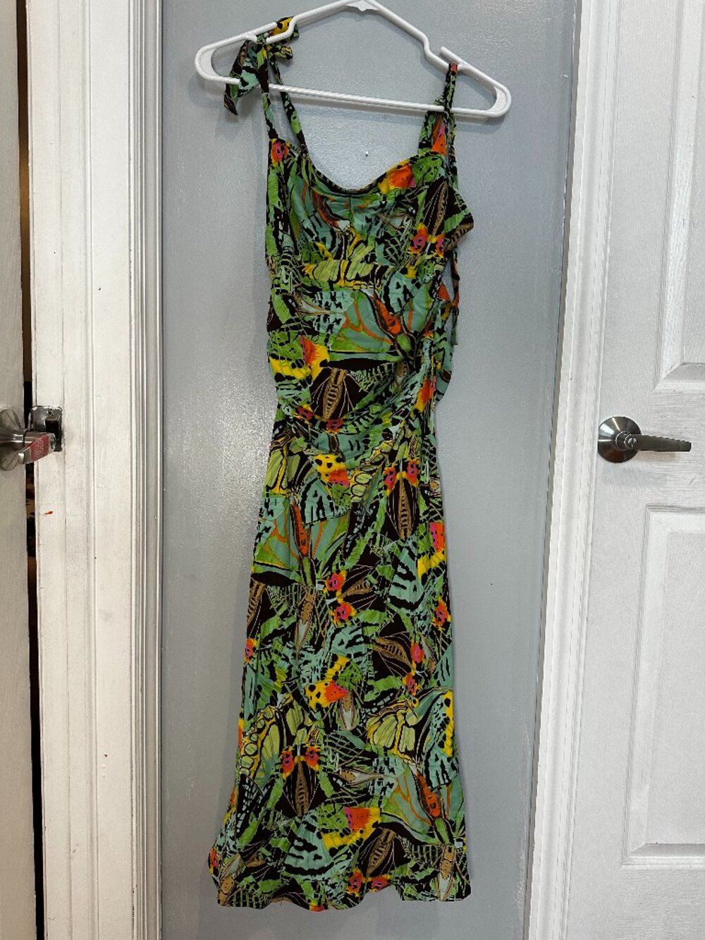 Vintage Diane Von Furstenberg Slip Midi Butterfly Print Sleeveless Dress Y2K